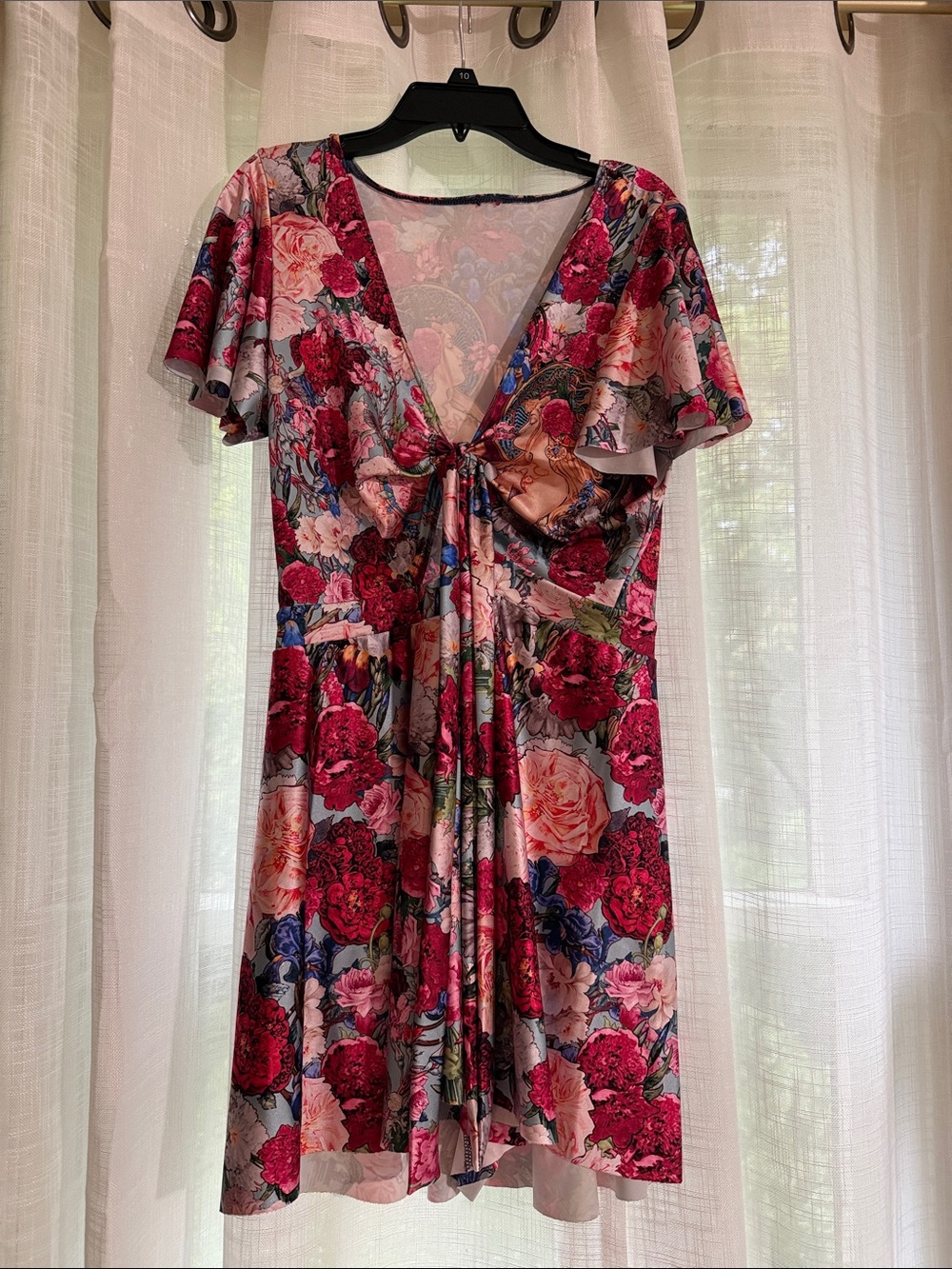 Blackmilk Pink and Red Floral Tie-Front Romper